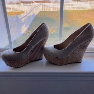 Steve Madden Pamela Canvas Wedge Heels - 9